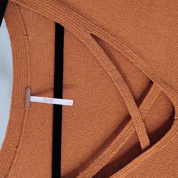 Free People Crisscross Tunic Sweater Orange Small Linen Blend - Picture 5 of 7